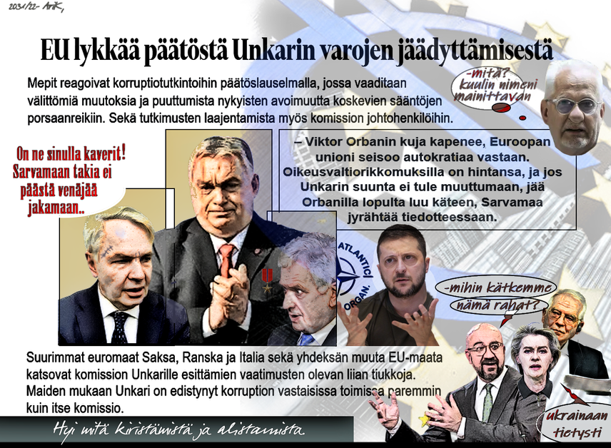 EU kiristää, Unkari, Orban, Demokraatia, Sarvamaa, Kokoomus,  Meppi